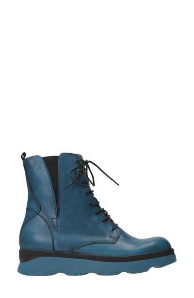 Wolky Akita Water Resistant Combat Boot In Petrol