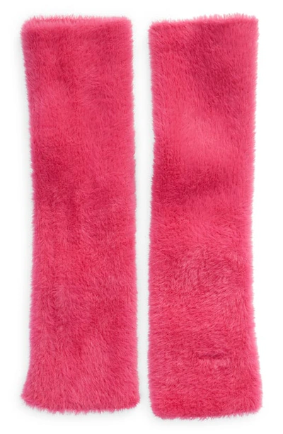 Shop Open Edit Feather Yarn Arm Warmers In Pink Rouge