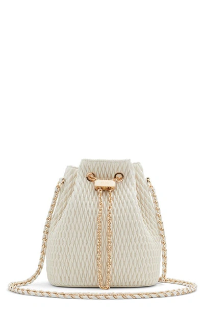 Shop Aldo Natalya Quilted Faux Leather Bucket Bag In Bone