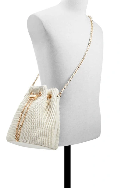 Aldo Natalya Quilted Faux Leather Bucket Bag In Bone