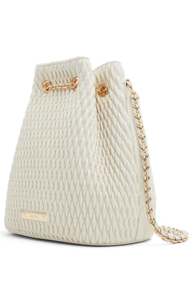Aldo Natalya Quilted Faux Leather Bucket Bag In Bone