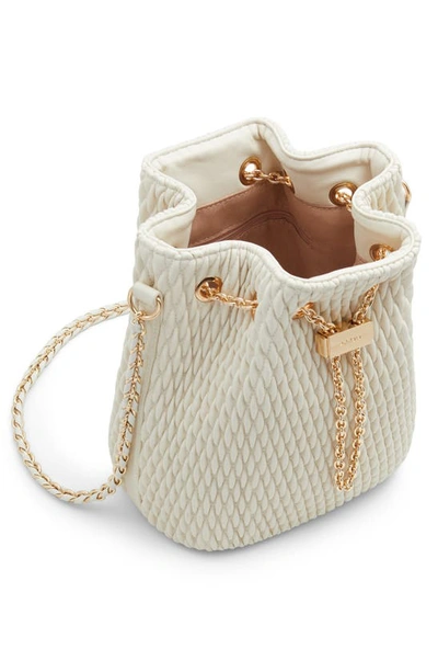 Aldo Natalya Quilted Faux Leather Bucket Bag In Bone