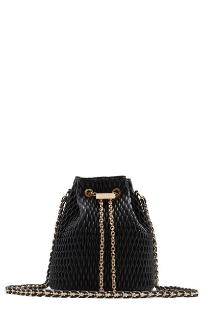 Shop Aldo Natalya Quilted Faux Leather Bucket Bag In Black
