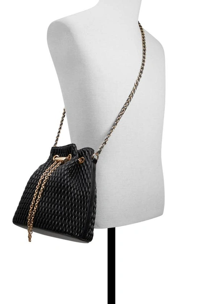 Shop Aldo Natalya Quilted Faux Leather Bucket Bag In Black