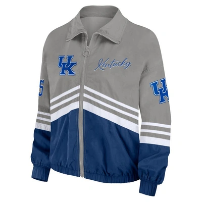 Shop Wear By Erin Andrews Gray Kentucky Wildcats Vintage Throwback Windbreaker Full-zip Jacket