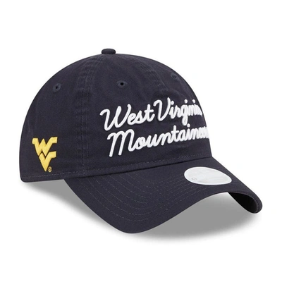 Shop New Era Navy West Virginia Mountaineers Script 9twenty Adjustable Hat