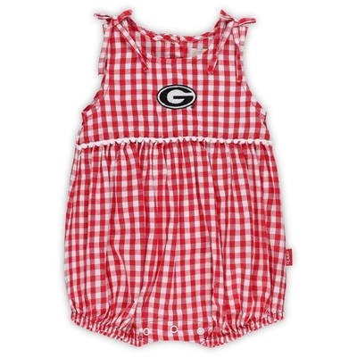 Shop Garb Girls Infant  White/red Georgia Bulldogs Teagan Gingham Ruffled Romper