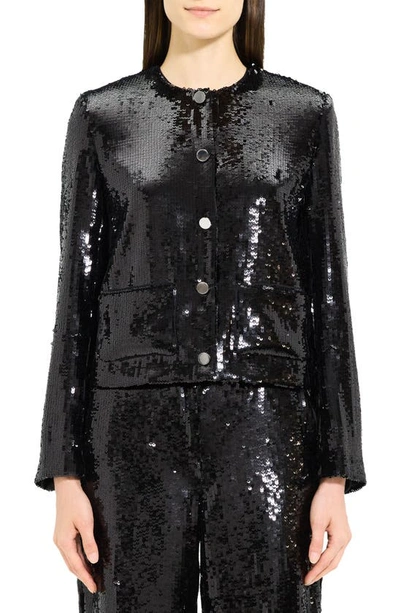 Shop Theory Sequin Patch Pocket Jacket In Black