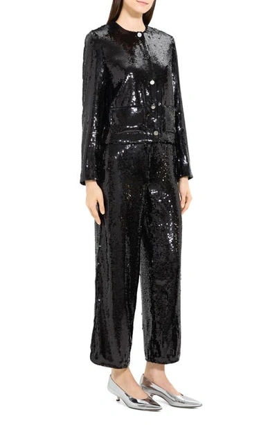 Shop Theory Sequin Patch Pocket Jacket In Black