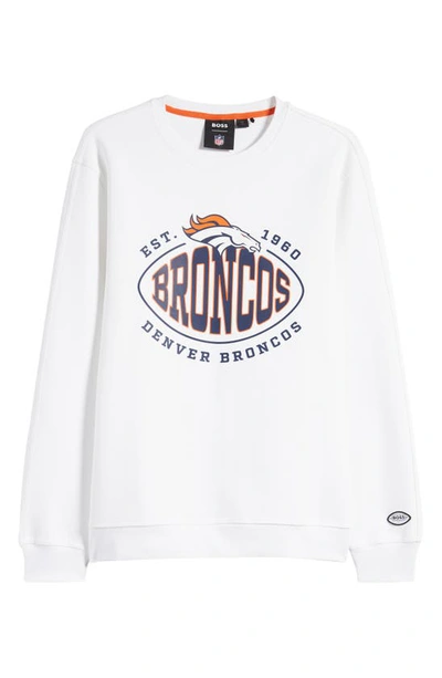 Shop Hugo Boss X Nfl Denver Broncos Crewneck Sweatshirt In Open White