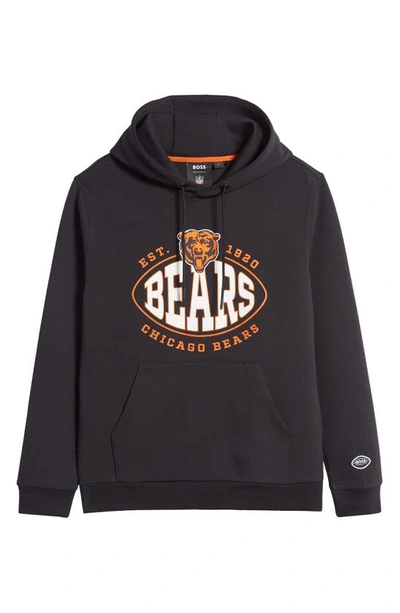 Shop Hugo Boss X Nfl Bears Touchback Graphic Hoodie In Charcoal