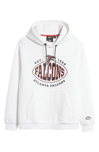 Shop Hugo Boss X Nfl Touchback Falcons Pullover Hoodie In Open White