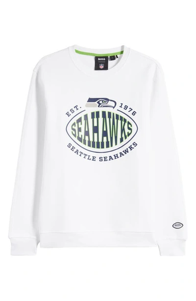 Shop Hugo Boss X Nfl Seattle Seahawks Crewneck Sweatshirt In Natural