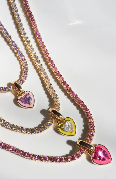 Shop Luv Aj Mini Ballier Cubic Zirconia Heart Pendant Necklace In Gold