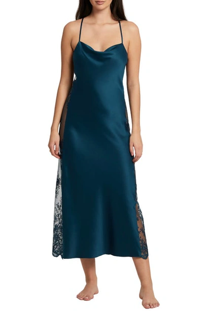 Shop Rya Collection Darling Satin & Lace Nightgown In Celestial Blue