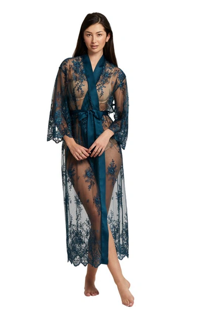 Shop Rya Collection Darling Sheer Lace Robe In Celestial Blue