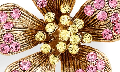 Shop Oscar De La Renta Crystal Floral Imitation Pearl Drop Earrings In Rose Multi