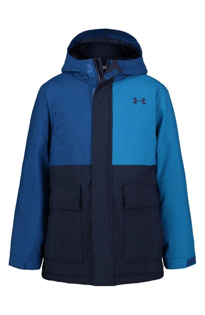 Shop Under Armour Kids' Slate Quarry Waterproof Insulated Hooded Jacket In Midnight Navy