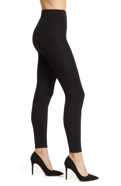 Shop Nordstrom Plush Fleece Footless Tights In Black