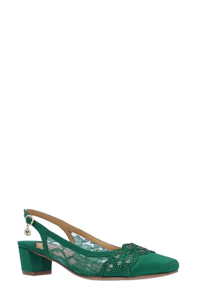 Shop J. Reneé Faleece Crystal Embellished Slingback Pump In Emerald