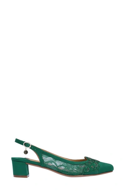 Shop J. Reneé Faleece Crystal Embellished Slingback Pump In Emerald