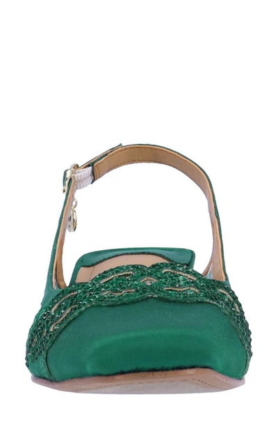 Shop J. Reneé Faleece Crystal Embellished Slingback Pump In Emerald