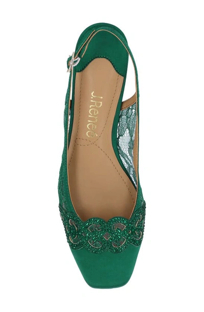 Shop J. Reneé Faleece Crystal Embellished Slingback Pump In Emerald