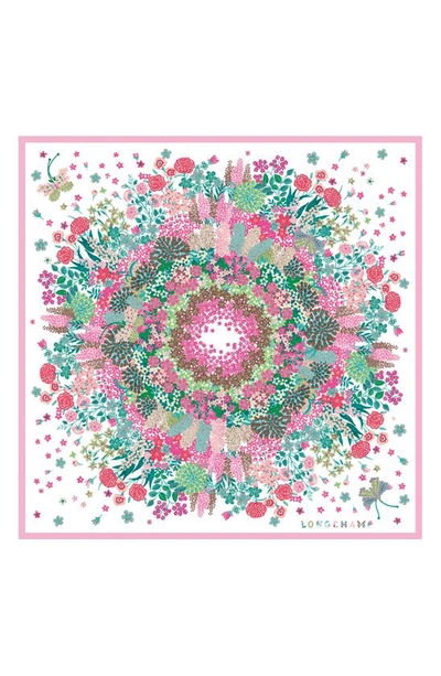 Shop Longchamp Floral Print Silk Scarf In Pink