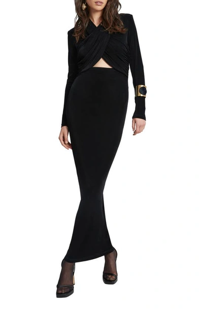Shop Bardot Reno Cutout Long Sleeve Cocktail Dress In Black