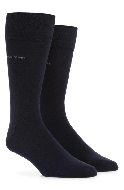 Shop Calvin Klein 2-pack Dress Socks In Navy