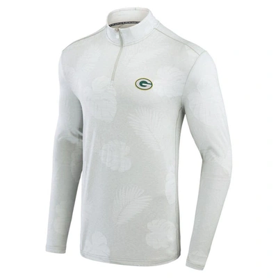 Shop Tommy Bahama Gray Green Bay Packers Delray Frond Islandzone Half-zip Sweatshirt
