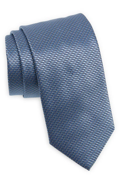 Shop Eton Geometric Silk Tie In Dark Blue