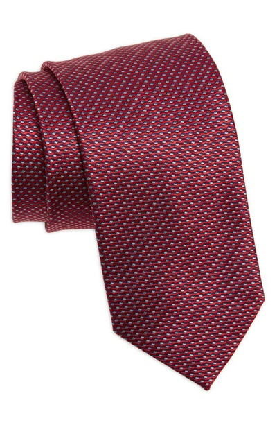 Shop Eton Geometric Silk Tie In Medium Red