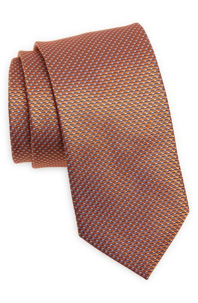 Shop Eton Geometric Silk Tie In Medium Orange
