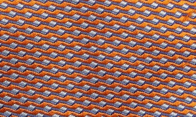 Shop Eton Geometric Silk Tie In Medium Orange