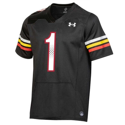 Shop Under Armour Youth  #1 Black Maryland Terrapins Replica Football Jersey