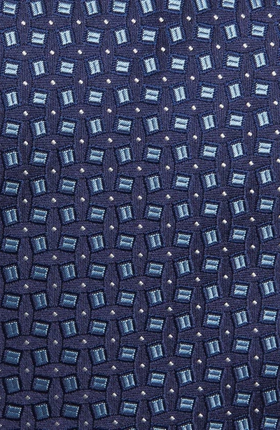 Shop Eton Square Neat Silk Tie In Dark Blue