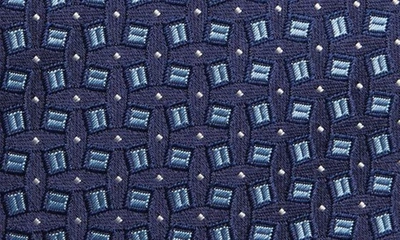 Shop Eton Square Neat Silk Tie In Dark Blue