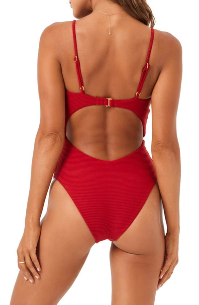 Shop L*space Kyslee Twisted Cutout One-piece Swimsuit In Redwood