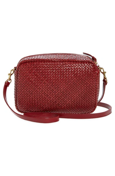 Shop Clare V Marisol Woven Leather Crossbody Bag In Oxblood Diagonal Woven