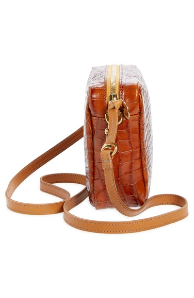 Shop Clare V Midi Sac Croc Embossed Leather Crossbody Bag In Cuoio Autumn Croco