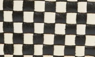 Clare V. Petit Moyen Woven Leather Messenger Bag in Black and Cream Woven Checker