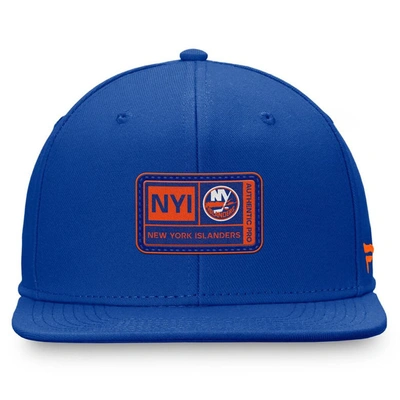 Shop Fanatics Branded  Royal New York Islanders Authentic Pro Training Camp Snapback Hat