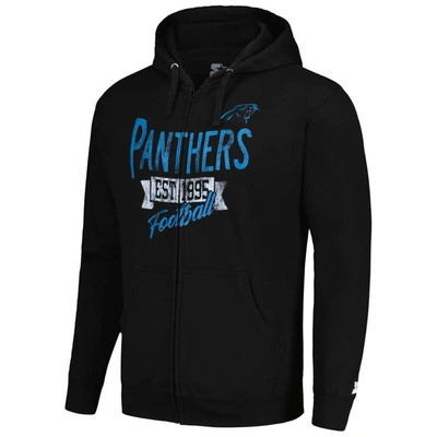 Shop Starter Black Carolina Panthers Domestic Post Season Full-zip Hoodie