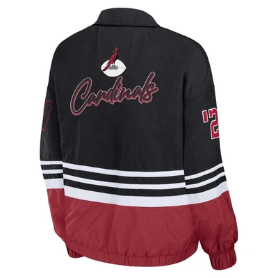 Shop Wear By Erin Andrews Black Arizona Cardinals Vintage Throwback Windbreaker Full-zip Jacket