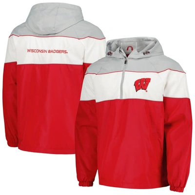 Shop G-iii Sports By Carl Banks Red Wisconsin Badgers Center Line Half-zip Raglan Hoodie Jacket