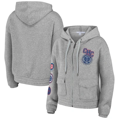 Shop Wear By Erin Andrews Gray Chicago Cubs Full-zip Hoodie