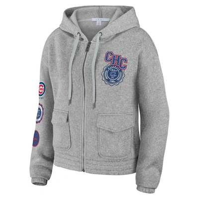 Shop Wear By Erin Andrews Gray Chicago Cubs Full-zip Hoodie