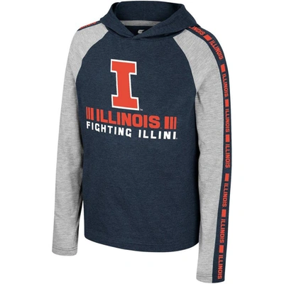 Shop Colosseum Youth  Navy Illinois Fighting Illini Ned Raglan Long Sleeve Hooded T-shirt