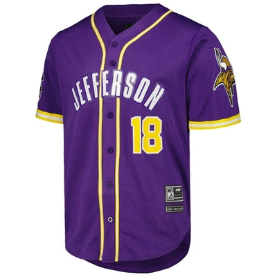 Shop Pro Standard Justin Jefferson Purple Minnesota Vikings Mesh Baseball Button-up T-shirt